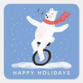 キュートポーラーベアハッピーホリデーズクリスマスカスタム スクエアシール (正面)