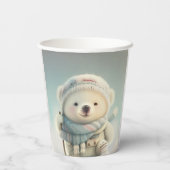 キュートポーラーベアーウィンターワンダーランド誕生日 紙コップ (裏面)