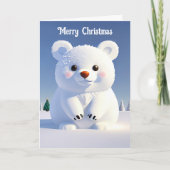 キュートポーラーベアークリスマスフェスティバルホリデー カード (正面)
