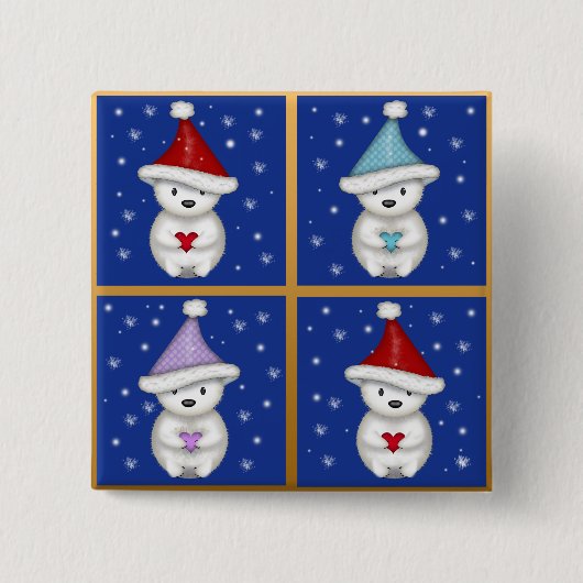 キュートポーラーベアーズデザイン 缶バッジ (正面)