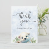 キュートポーラーベアーブルーウィンタースノーサンキューカード サンキューカード (スタンド正面)