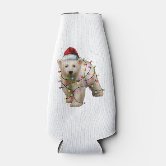 キュートポーラーベアーラバーおもしろいクリスマスホリデーギフト ボトルクーラー (正面)