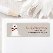 キュートポーラーベアーレッドボウクリスマス住所 シール (インサイチュ)