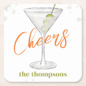 キュートマお洒落ルティニカクテルシンプルパーティー スクエアペーパーコースター (正面)