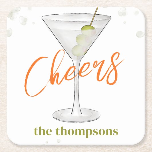 キュートマお洒落ルティニカクテルシンプルパーティー スクエアペーパーコースター (正面)