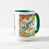 キュートマイハッピープレイス引用文おもしろいインスピレーション マグカップ (正面右)