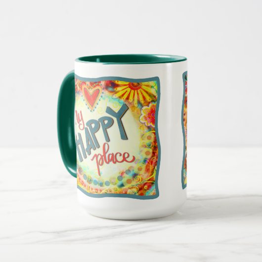 キュートマイハッピープレイス引用文おもしろいインスピレーション マグカップ (正面左)