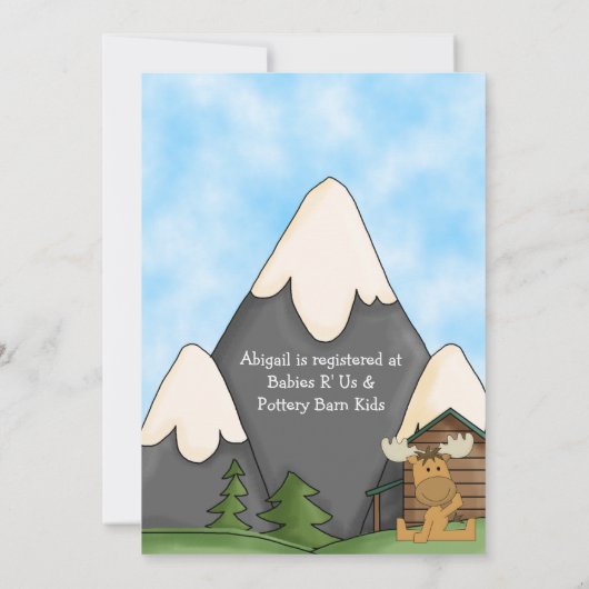 キュートマウンテンムースボーイズ赤ちゃんシャワー招待状 招待状 (裏面)