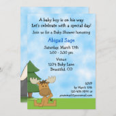 キュートマウンテンムースボーイズ赤ちゃんシャワー招待状 招待状 (正面/裏面)