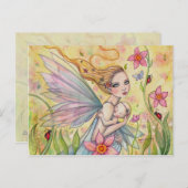 キュートマザーとベビーフェアリーファンタジーイラストレーション ポストカード (正面/裏面)