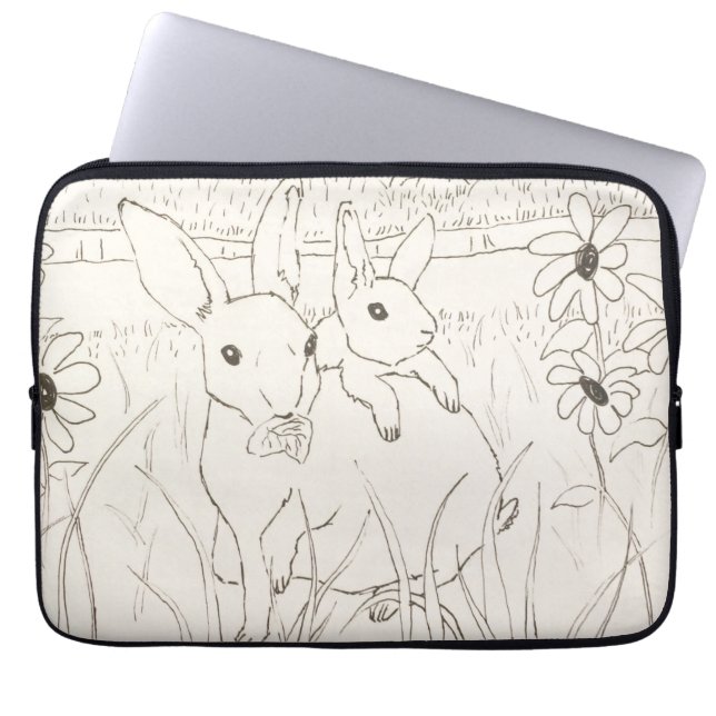 キュートマザーベビーバニーラビット ラップトップスリーブ (正面)