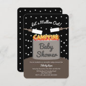 キュートマシュマリースターリーナイトタイムキャンプファイアベビー 招待状 (正面/裏面)