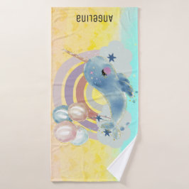 キュートマジカルシーユニコーン名前をカスタムする        バスタオル