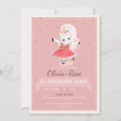 キュートマジカルバレリナユニコーンピンクガール誕生日 招待状 (正面)