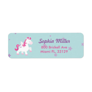 キュートマジカルパーソナライズされたユニコーン住所 シール