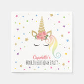 キュートマジカルユニコーンガールズ誕生日 スタンダードカクテルナプキン (正面)