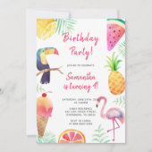 キュートマジカルユニコーンレインボー誕生日 招待状 (正面)