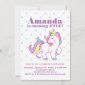 キュートマジカルユニコーン水玉模様カスタム誕生日 招待状 (正面)