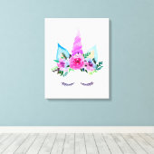 キュートマジカルユニコーン顔 キャンバスプリント (インサイチュ (ウッドフロア))