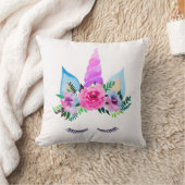 キュートマジカルユニコーン顔 クッション (ブランケット)