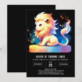 キュートマジカルライオン誕生日 招待状 (正面/裏面)