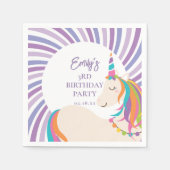 キュートマジカルレインボーユニコーンガール誕生日 スタンダードカクテルナプキン (正面)