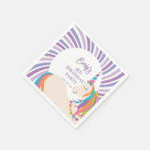 キュートマジカルレインボーユニコーンガール誕生日 スタンダードカクテルナプキン (角)