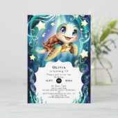 キュートマジカル海カメ誕生日 招待状 (スタンド正面)