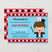 キュートマジシャンキッズ魔法誕生日パーティー 招待状 (正面/裏面)