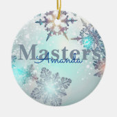 キュートマスターズパーソナライズされた卒業名ブルー セラミックオーナメント (正面)