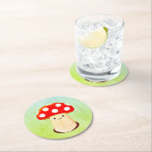 キュートマッシュルームスケッチ ラウンドペーパーコースター (インサイチュ)