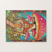 キュートマッシュルームハウスイラストレーション ジグソーパズル (横)