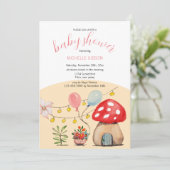 キュートマッシュルームパーティー水彩イラストレーション 招待状 (スタンド正面)