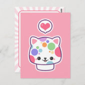 キュートマッシュルーム子猫 ポストカード (正面/裏面)