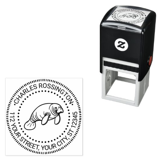 キュートマナティーシーカウズ#2ラウンドネーム差出人住所 セルフインキングスタンプ (インサイチュ)