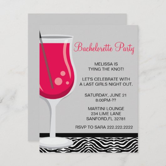 キュートマルティーニバチェロレッテ招待状 招待状 (正面/裏面)