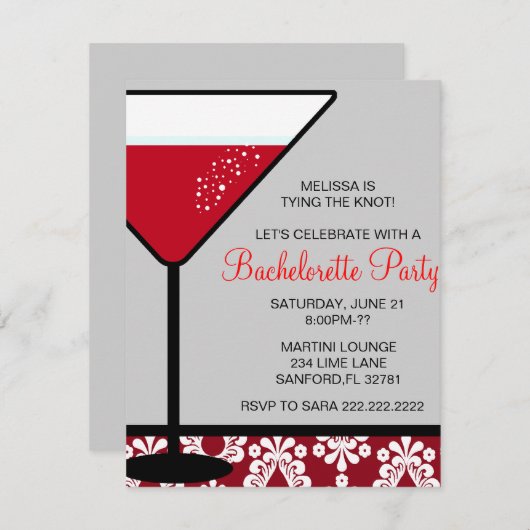 キュートマルティーニバチェロレッテ招待状 招待状 (正面/裏面)