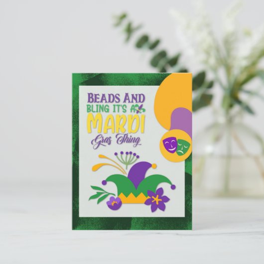 キュートマルディグラスビーズきらきら光ると ポストカード (スタンド正面)