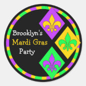 キュートマルディグラテーマネームパーティーシール ラウンドシール (正面)