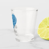 キュートマワードアートオンブルーヒョウパターン(の模様が)あるハート ショットグラス (右)