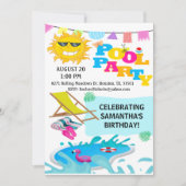 キュートマンインザサン誕生日プールパーティー招待 招待状 (正面)