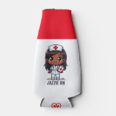 キュートマンガブラックナースブルネットブラウンアイズカスタム ボトルクーラー (正面)