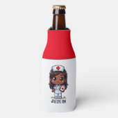 キュートマンガブラックナースブルネットブラウンアイズカスタム ボトルクーラー (ボトル正面)