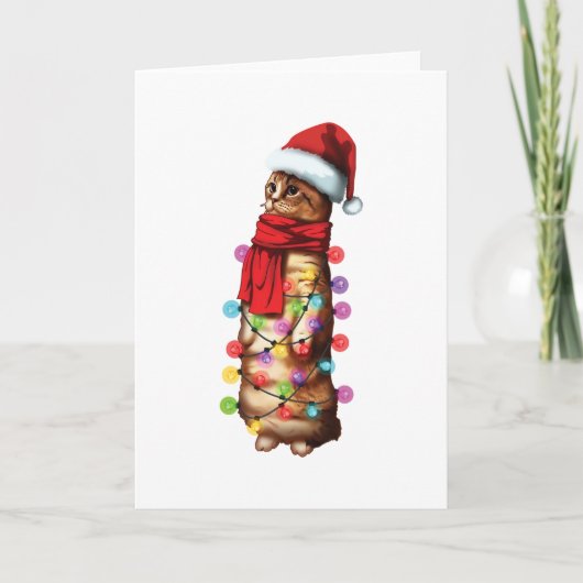 キュートマンチキン猫好きおもしろいクリスマスホリデーギフト カード (正面)