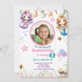 キュートマーメイドアンダーザシー誕生日招待状 招待状 (正面)