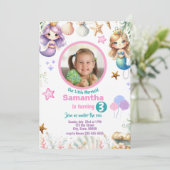 キュートマーメイドアンダーザシー誕生日招待状 招待状 (スタンド正面)