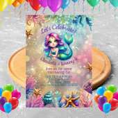 キュートマーメイドアンダーザシー誕生日招待状 招待状