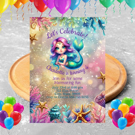 キュートマーメイドアンダーザシー誕生日招待状 招待状