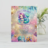 キュートマーメイドアンダーザシー誕生日招待状 招待状 (スタンド正面)