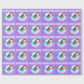 キュートマーメイドパープルグリッターパーソナライズされた誕生日 ラッピングペーパー (フラット)